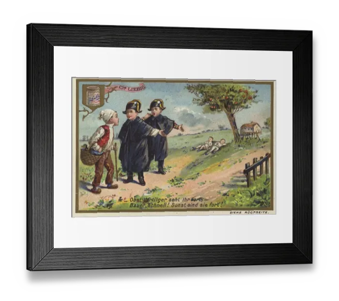 Framed Print : Picture series Children as fruit thieves Framed Print : Picture series Children as fruit thieves