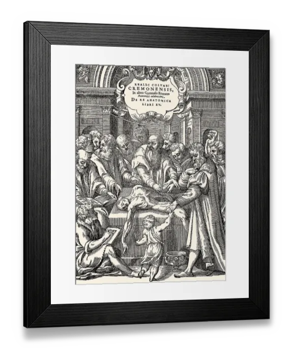 Framed Print : Title page from 1559, Realdo Colombo Framed Print : Title page from 1559, Realdo Colombo