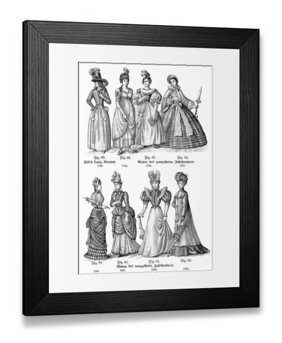 Framed Print : Women's fashion from the 18th to the 19th century Framed Print : Women's fashion from the 18th to the 19th century