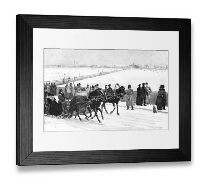 Framed Print : Winter sleigh ride along the Neva in St Framed Print : Winter sleigh ride along the Neva in St