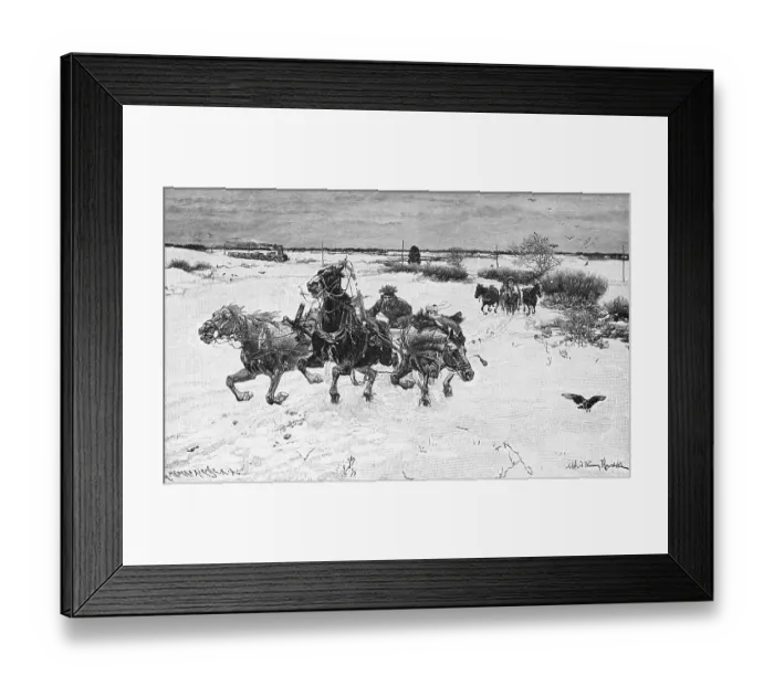 Framed Print : Winter sleigh ride in a rural idyll