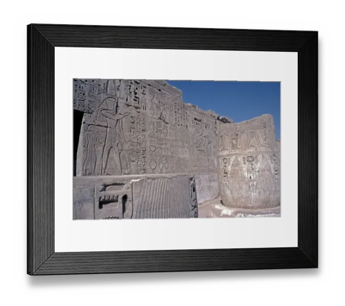 Framed Print : Reliefs, Holy of Holies, Medinet Habu, Thebes-West, Luxor, Nile Valley, Egypt, September 1989, vintage, retro, old, historical, Africa Framed Print : Reliefs, Holy of Holies, Medinet Habu, Thebes-West, Luxor, Nile Valley, Egypt, September 1989, vintage, retro, old, historical, Africa
