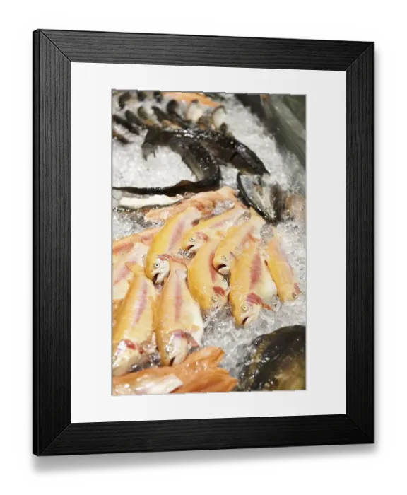 Framed Print : Motif with chilled fish in the refrigerated counter, Fish International Bremen trade fair, Bremen, Germany, Europe