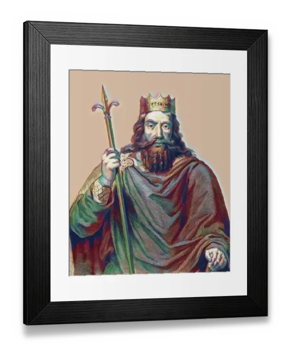 Framed Print : Clovis, Chlodovechus, Chlodwig I. Chlodowech, 466-511, King of the Franks of the Merovingian dynasty, digitally edited