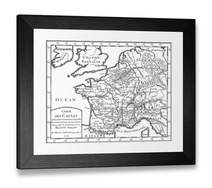 Framed Print : Map of Gaul, 5th century, foundations of the Francoise monarchy