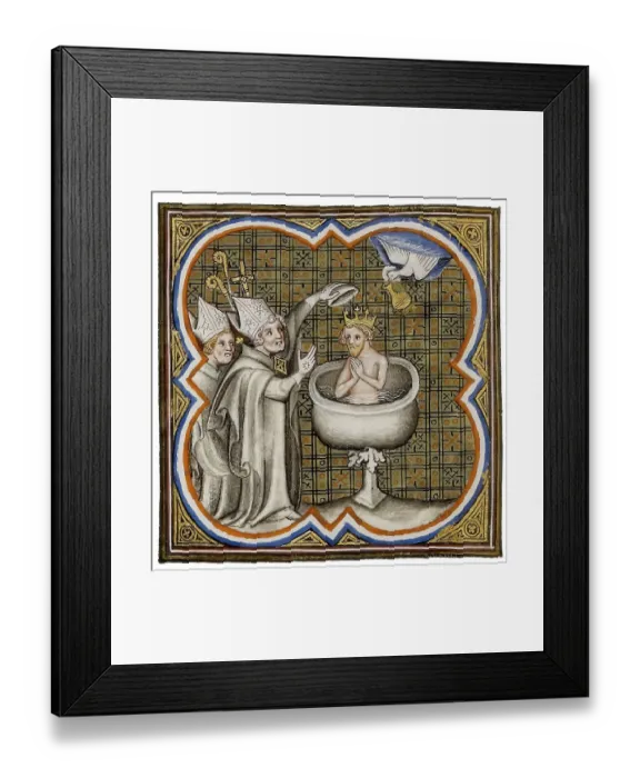 Framed Print : Baptism of Clovis by Saint Remigius, cathedral of Reims, 496, Clovis, Chlodovechus, Chlodwig I. Chlodowech, 466-511, King of the Franks of the Merovingian dynasty