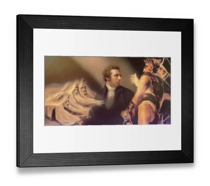 Framed Print : Henry Fuseli or Johann Heinrich Fuessli, 1741 - 1825, Swiss painter, draughtsman and writer, digitally edited after Northcote, 1778, Prophecy from the witches, scene from The Tragedy of Macbeth by William Shakespeare Framed Print : Henry Fuseli or Johann Heinrich Fuessli, 1741 - 1825, Swiss painter, draughtsman and writer, digitally edited after Northcote, 1778, Prophecy from the witches, scene from The Tragedy of Macbeth by William Shakespeare