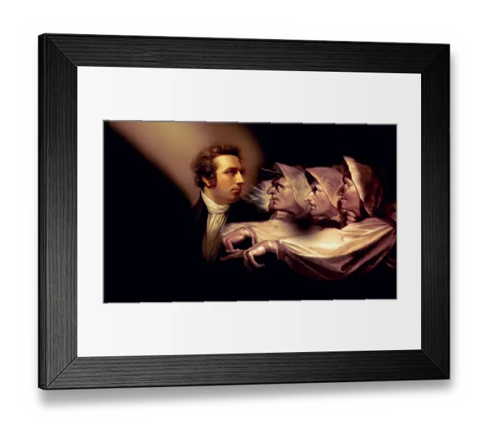 Framed Print : Henry Fuseli or Johann Heinrich Fuessli, 1741 - 1825, Swiss painter, draughtsman and writer, digitally edited after Northcote, 1778, Prophecy from the witches, scene from The Tragedy of Macbeth by William Shakespeare Framed Print : Henry Fuseli or Johann Heinrich Fuessli, 1741 - 1825, Swiss painter, draughtsman and writer, digitally edited after Northcote, 1778, Prophecy from the witches, scene from The Tragedy of Macbeth by William Shakespeare