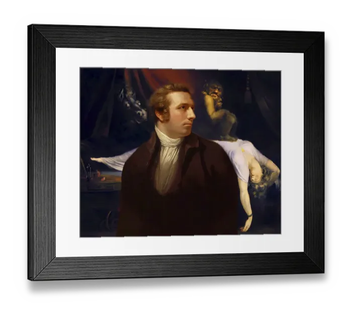 Framed Print : Henry Fuseli or Johann Heinrich Fuessli, 1741 - 1825, Swiss painter, draughtsman and writer, digitally edited after Northcote, 1778, The Nightmare, painting by Fuseli