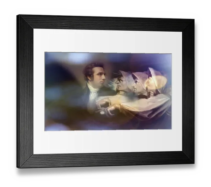 Framed Print : Henry Fuseli or Johann Heinrich Fuessli, 1741 - 1825, Swiss painter, draughtsman and writer, digitally edited after Northcote, 1778, Prophecy from the witches, scene from The Tragedy of Macbeth by William Shakespeare Framed Print : Henry Fuseli or Johann Heinrich Fuessli, 1741 - 1825, Swiss painter, draughtsman and writer, digitally edited after Northcote, 1778, Prophecy from the witches, scene from The Tragedy of Macbeth by William Shakespeare