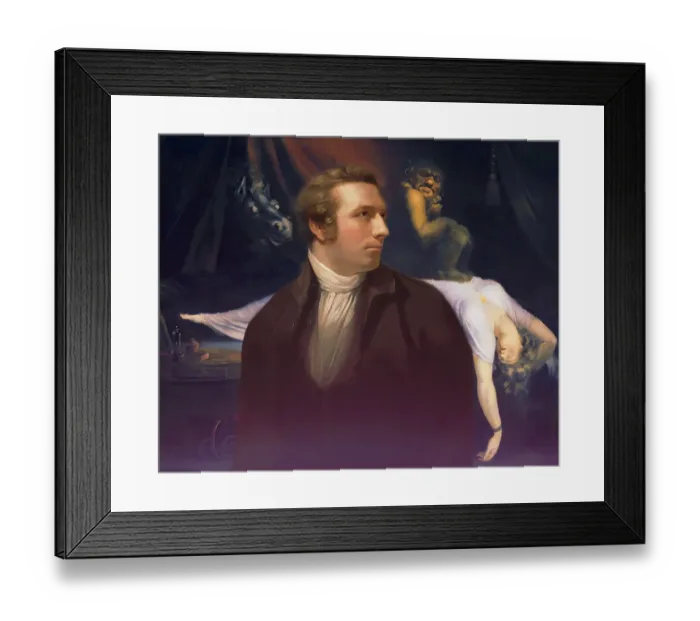 Framed Print : Henry Fuseli or Johann Heinrich Fuessli, 1741 - 1825, Swiss painter, draughtsman and writer, digitally edited after Northcote, 1778, The Nightmare, painting by Fuseli
