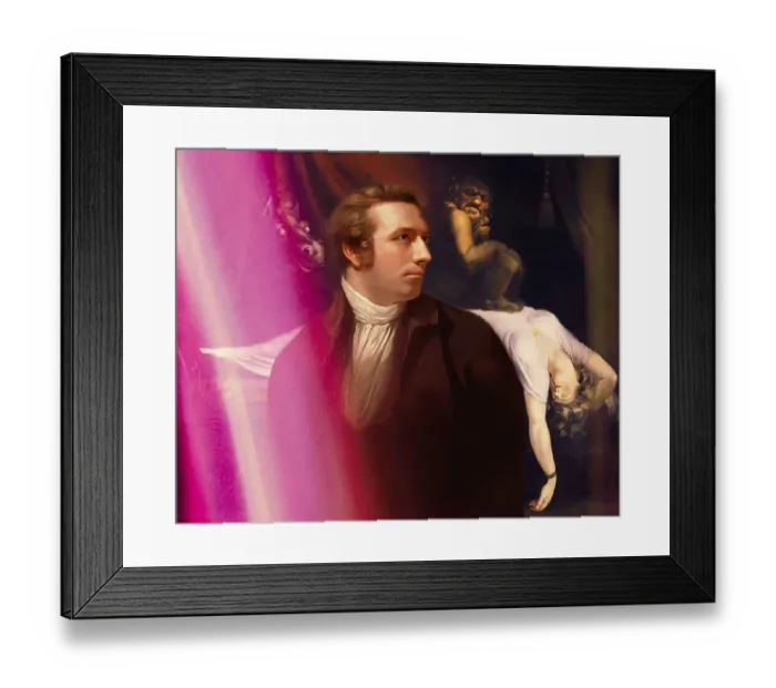Framed Print : Henry Fuseli or Johann Heinrich Fuessli, 1741 - 1825, Swiss painter, draughtsman and writer, digitally edited after Northcote, 1778, The Nightmare, painting by Fuseli Framed Print : Henry Fuseli or Johann Heinrich Fuessli, 1741 - 1825, Swiss painter, draughtsman and writer, digitally edited after Northcote, 1778, The Nightmare, painting by Fuseli