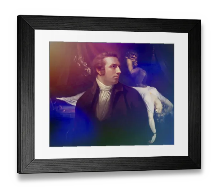Framed Print : Henry Fuseli or Johann Heinrich Fuessli, 1741 - 1825, Swiss painter, draughtsman and writer, digitally edited after Northcote, 1778, The Nightmare, painting by Fuseli