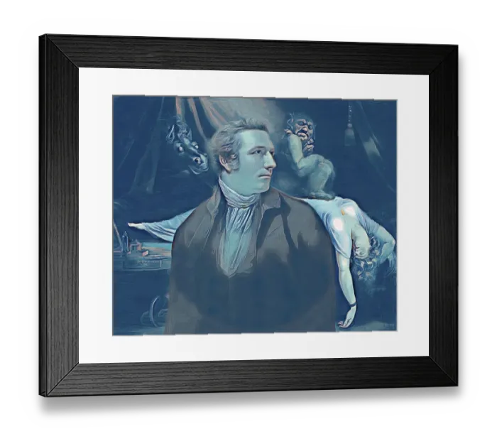 Framed Print : Henry Fuseli or Johann Heinrich Fuessli, 1741 - 1825, Swiss painter, draughtsman and writer, digitally edited after Northcote, 1778, The Nightmare, painting by Fuseli Framed Print : Henry Fuseli or Johann Heinrich Fuessli, 1741 - 1825, Swiss painter, draughtsman and writer, digitally edited after Northcote, 1778, The Nightmare, painting by Fuseli