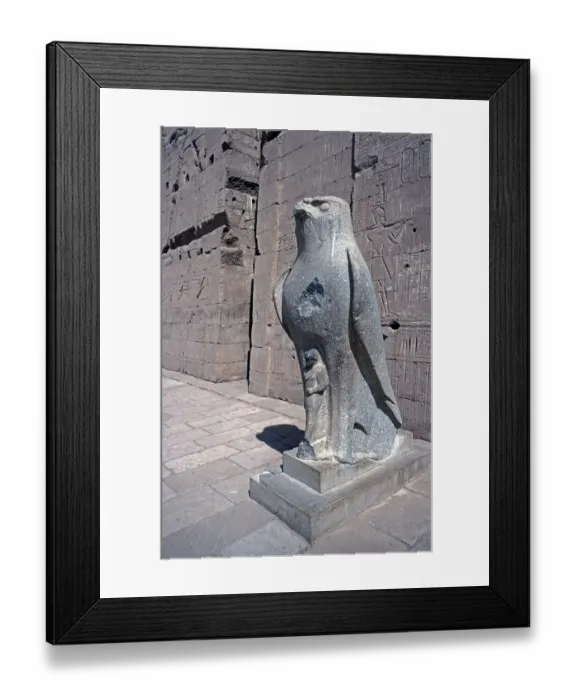 Framed Print : Granite falcon, falcon, statue of Hor-Behdeti, court, Horus Temple, Edfu, Nile Valley, Egypt, September 1989, vintage, retro, old, historical, Africa