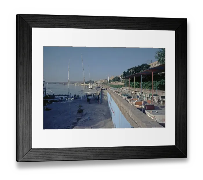 Framed Print : Restaurant on the Nile, Aswan, Nile Valley, Egypt, September 1989, vintage, retro, old, historic, Africa Framed Print : Restaurant on the Nile, Aswan, Nile Valley, Egypt, September 1989, vintage, retro, old, historic, Africa