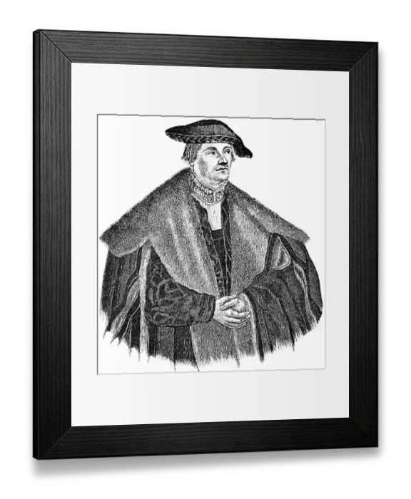 Framed Print : Georg Spalatin (1484-1545) after a painting by Cranach, portrait, German humanist and reformer, historical illustration 1883