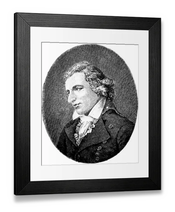 Framed Print : Johann Christoph Friedrich von Schiller (1759 Marbach, 1805 Weimar) Portrait by Simanowitz 1793, important playwright and poet, historical dramas, Sturm und Drang, Weimar Classicism, historical illustration 1883