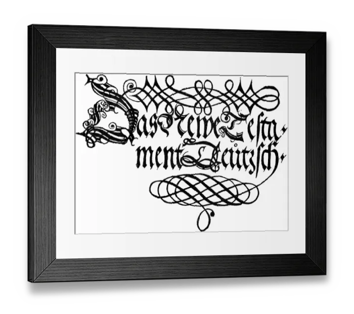 Framed Print : Facsimile, Decorated title to Luther's translation of the Bible from 1522, The New Testament, historical illustration 1883 Framed Print : Facsimile, Decorated title to Luther's translation of the Bible from 1522, The New Testament, historical illustration 1883
