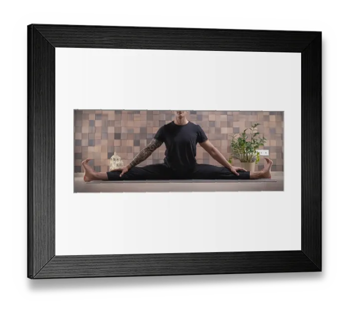 Framed Print : Adult man performs asana exercises. Yoga concept. Sports and healthy lifestyle Framed Print : Adult man performs asana exercises. Yoga concept. Sports and healthy lifestyle