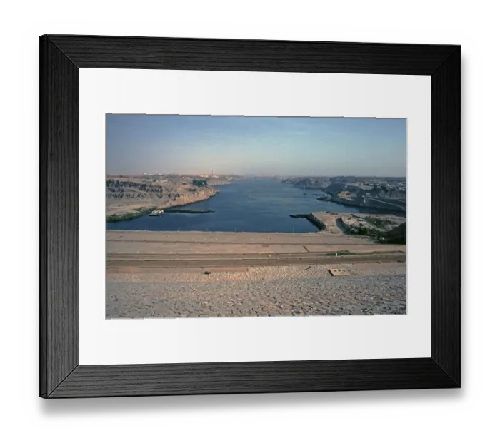 Framed Print : Reservoir, Lake Nasser, Aswan, Nile Valley, Egypt, September 1989, vintage, retro, old, historical, Africa