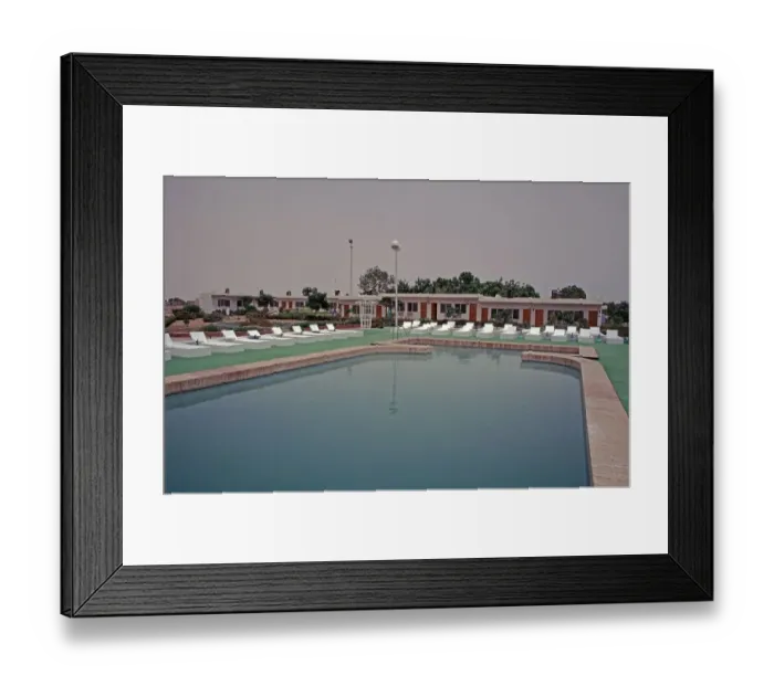 Framed Print : Swimming pool, Hotel Nefertari, Abu Simbel, Nile Valley, Egypt, September 1989, vintage, retro, old, historical, Africa