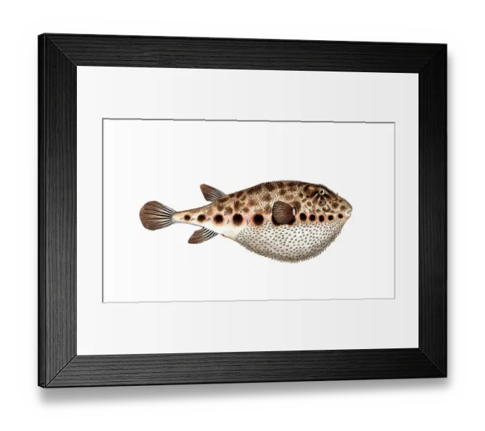 Framed Print : Fish, Fish, Genus from the family of puffer fish, Tetrodon spengleri, Historical, digitally restored reproduction from a 19th century original, Record date not stated