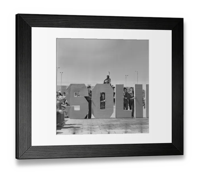 Framed Print : 02.06.1979, National Youth Festival of the GDR 1979, Young FDJ members hold the foam letters SOLI, which are supposed to represent the abbreviation for solidarity, at the edge of the Neptune Fountain in the park by the television tower Framed Print : 02.06.1979, National Youth Festival of the GDR 1979, Young FDJ members hold the foam letters SOLI, which are supposed to represent the abbreviation for solidarity, at the edge of the Neptune Fountain in the park by the television tower
