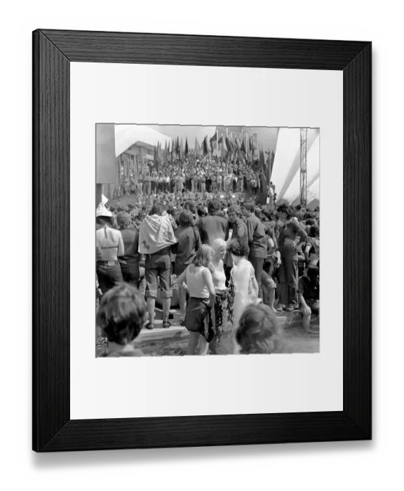 Framed Print : 02.06.1979, National Youth Festival of the GDR 1979, young FDJ members at a concert by Dean Reed and Achim Mentzel at the Berlin television tower. East Berlin, Berlin-Mitte, GDR GDR