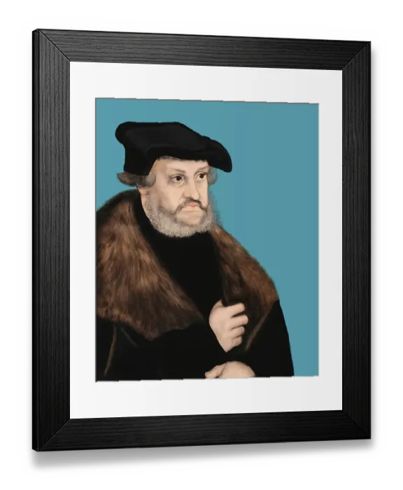 Framed Print : Frederick III or Frederick the Wise, 1463 - 1525, Prince-elector of Saxony, digitally edited after a painting by Lucas Cranach the Elder, Friedrich III. oder Friedrich der Weise, 1463 - 1525, Kurfuerst von Sachsen