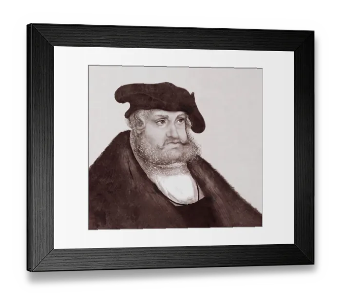 Framed Print : Frederick III or Frederick the Wise, 1463 - 1525, Prince-elector of Saxony, digitally edited after a painting by Lucas Cranach the Elder, Friedrich III. oder Friedrich der Weise, 1463 - 1525, Kurfuerst von Sachsen
