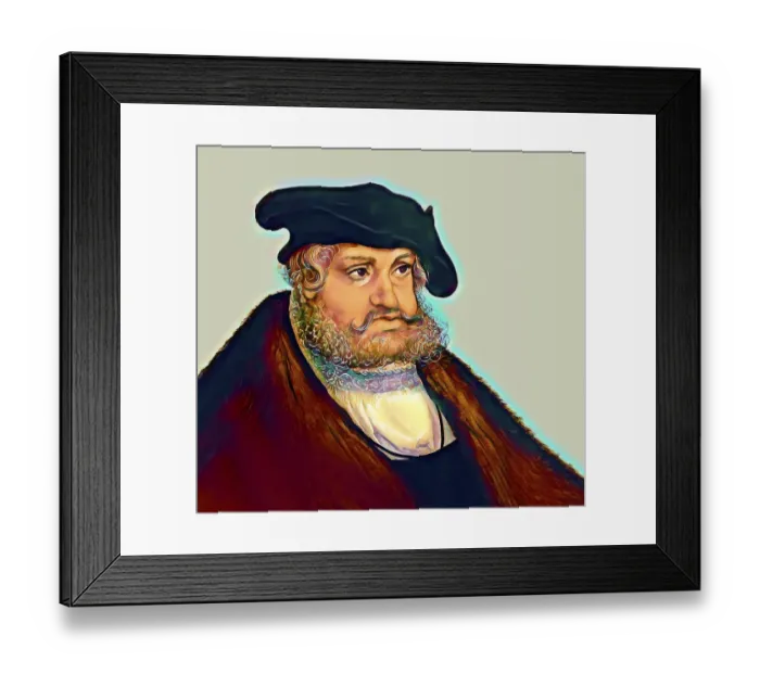 Framed Print : Frederick III or Frederick the Wise, 1463 - 1525, Prince-elector of Saxony, digitally edited after a painting by Lucas Cranach the Elder, Friedrich III. oder Friedrich der Weise, 1463 - 1525, Kurfuerst von Sachsen