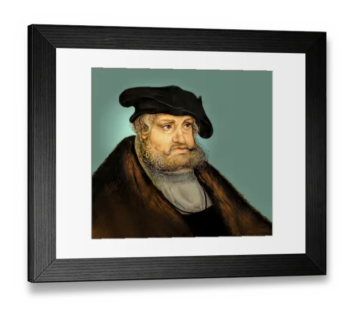 Framed Print : Frederick III or Frederick the Wise, 1463 - 1525, Prince-elector of Saxony, digitally edited after a painting by Lucas Cranach the Elder, Friedrich III. oder Friedrich der Weise, 1463 - 1525, Kurfuerst von Sachsen