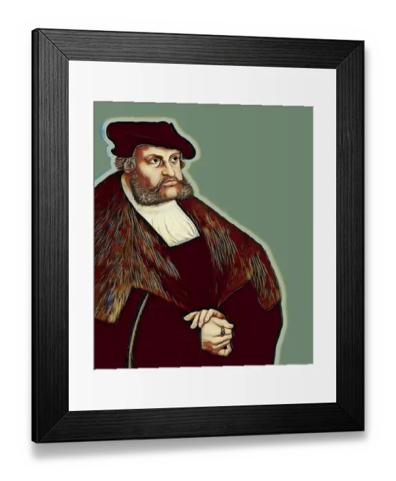 Framed Print : Frederick III or Frederick the Wise, 1463 - 1525, Prince-elector of Saxony, digitally edited after a painting by Lucas Cranach the Elder, Friedrich III. oder Friedrich der Weise, 1463 - 1525, Kurfuerst von Sachsen