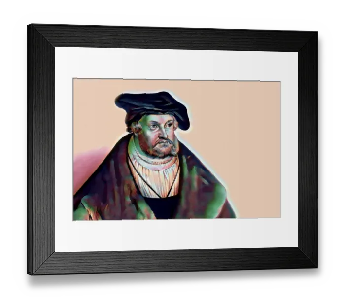 Framed Print : Frederick III or Frederick the Wise, 1463 - 1525, Prince-elector of Saxony, digitally edited after a painting by Lucas Cranach the Elder, Friedrich III. oder Friedrich der Weise, 1463 - 1525, Kurfuerst von Sachsen