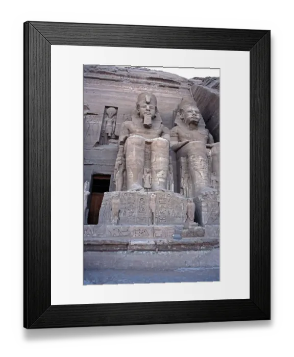 Framed Print : Figures on the right at the entrance, Great Temple of Ramses II, Abu Simbel, Nile Valley, Egypt, September 1989, vintage, retro, old, historical, Africa