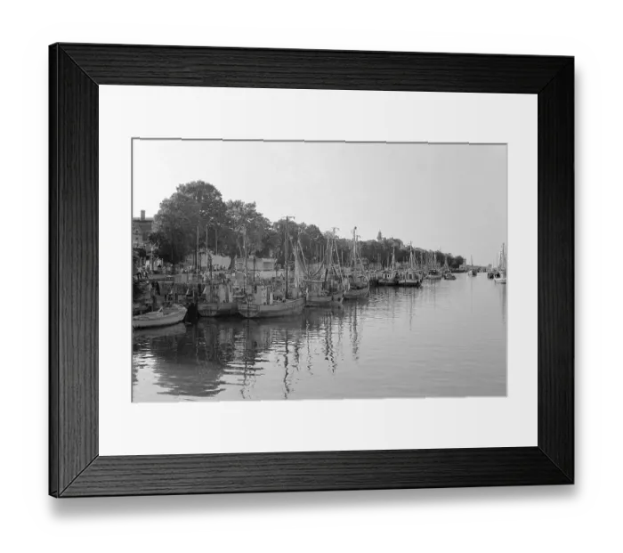 Framed Print : 15.06.1970, View of the Alter Strom, berth for fishing boats and excursion boats. Warnemuende, Rostock district, GDR GDR