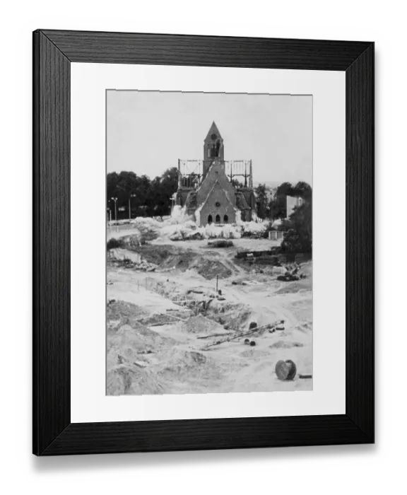 Framed Print : 12.08.1971, Rostock district, city of Rostock, demolition of the Christuskirche in the city centre of Rostock Rostock, GDR GDR