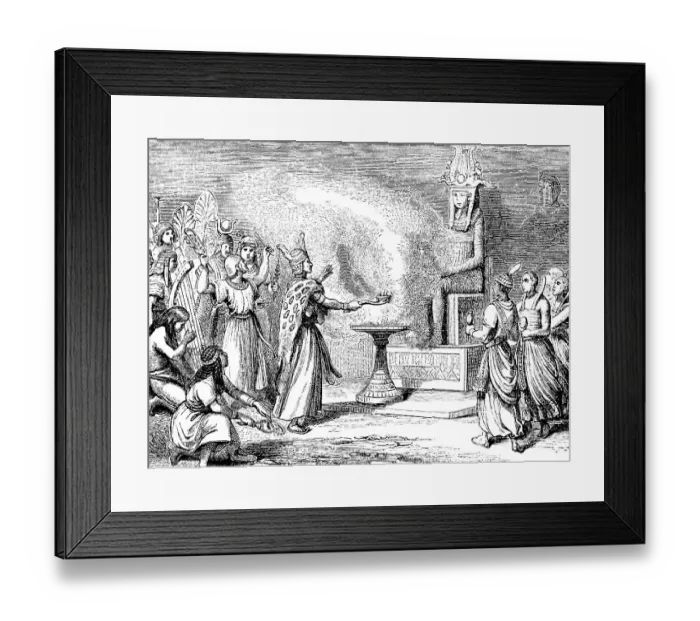 Framed Print : Rite of sacrifice of the priests in Egypt, beginners of human society, ceremony in honour of the deity, worship, fire with offering, throne, cult, historical illustration 1880 Framed Print : Rite of sacrifice of the priests in Egypt, beginners of human society, ceremony in honour of the deity, worship, fire with offering, throne, cult, historical illustration 1880