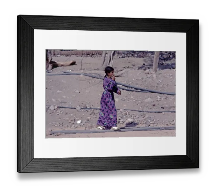 Framed Print : Local girl, Feiran Oasis, Sinai Peninsula, Egypt, September 1989, vintage, retro, old, historical, Africa