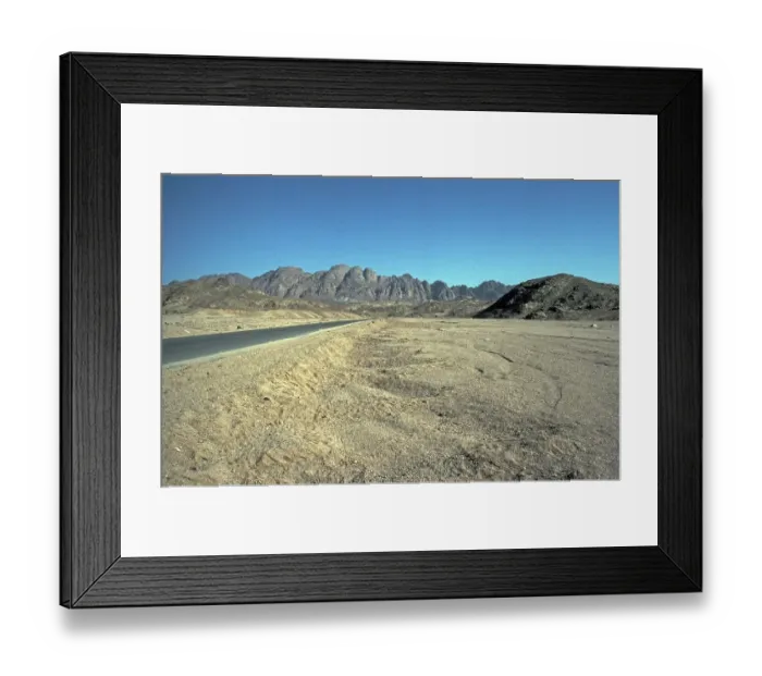 Framed Print : Wadi Feiran, mountains, road, Sinai Peninsula, Egypt, September 1989, vintage, retro, old, historical, Africa