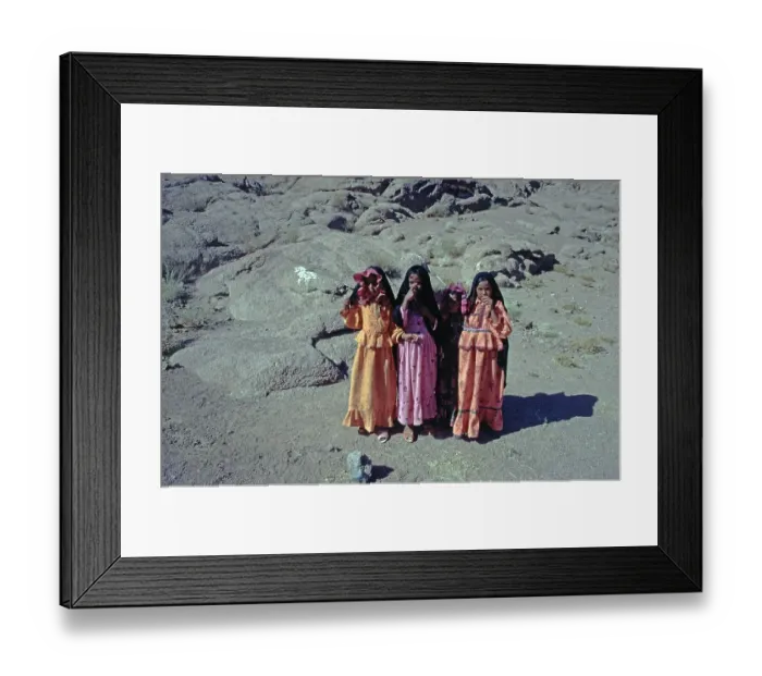 Framed Print : Bedouin children, girl, camping site Zie Cietowner, Sinai Peninsula, Egypt, September 1989, vintage, retro, old, historical, Africa
