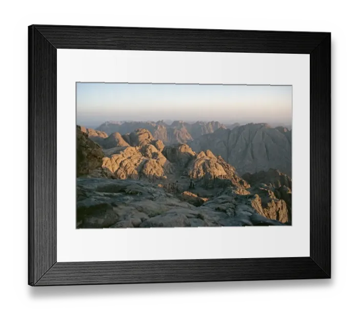 Framed Print : View from Mount Sinai to neighbouring mountains, Sinai Peninsula, Egypt, September 1989, vintage, retro, old, historical, Africa Framed Print : View from Mount Sinai to neighbouring mountains, Sinai Peninsula, Egypt, September 1989, vintage, retro, old, historical, Africa