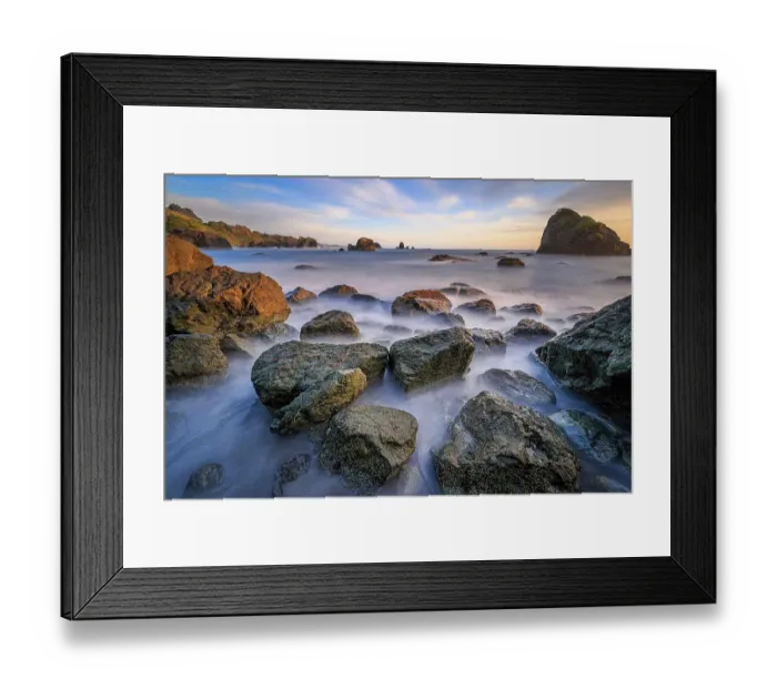 Framed Print : Sunset at a Rocky Beach, Northern California, USA, North America