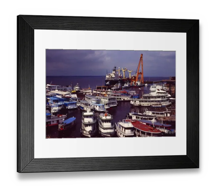Framed Print : Brazil: Fishing boats in the harbour of Manaus on the Amazon