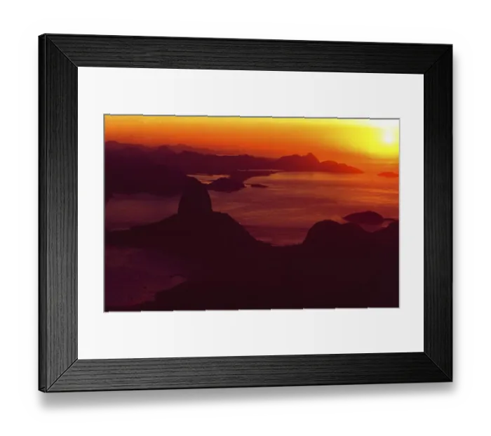 Framed Print : Brazil: Skyline of Rio de Janeiro from Corcorvado at sunset