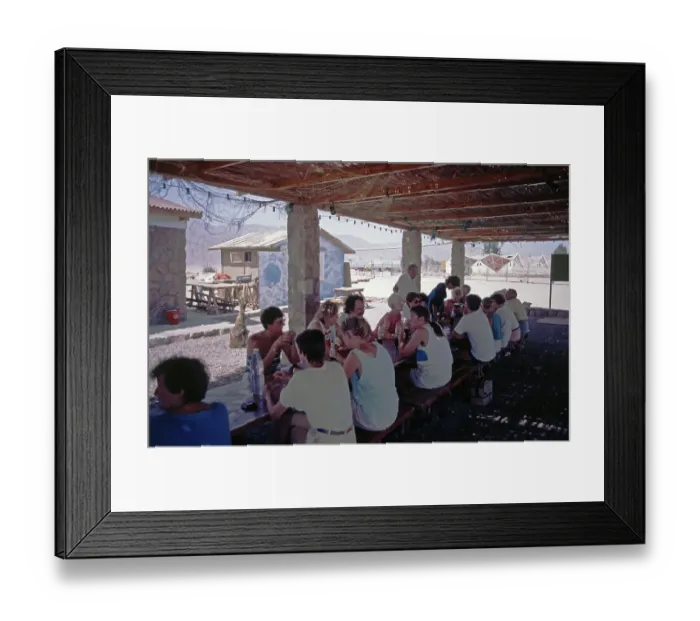 Framed Print : Tourists eating in the Morgana restaurant, Nuweiba, Sinai Peninsula, Egypt, September 1989, vintage, retro, old, historic, Africa