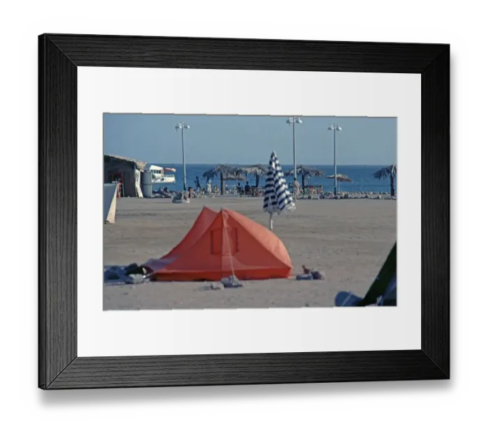 Framed Print : Campsite, Sharm El Sheikh, Sinai Peninsula, Egypt, September 1989, vintage, retro, old, historic, Africa