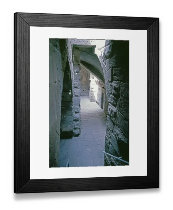 Framed Print : Walkways between theatre and citadel, amphitheatre, citadel, Bosra, Dar'a, Syria, 1987, vintage, retro, old, historic, Asia