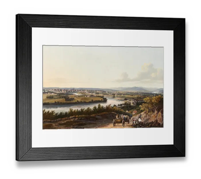 Framed Print : View of the city of Basel on the Rhine and its surroundings, Switzerland, view around 1830, digitally restored reproduction of a 19th century model by Johann Ludwig Bleuler (12 February 1792 - 28 March 1850), Swiss draughtsman and painter, Europe